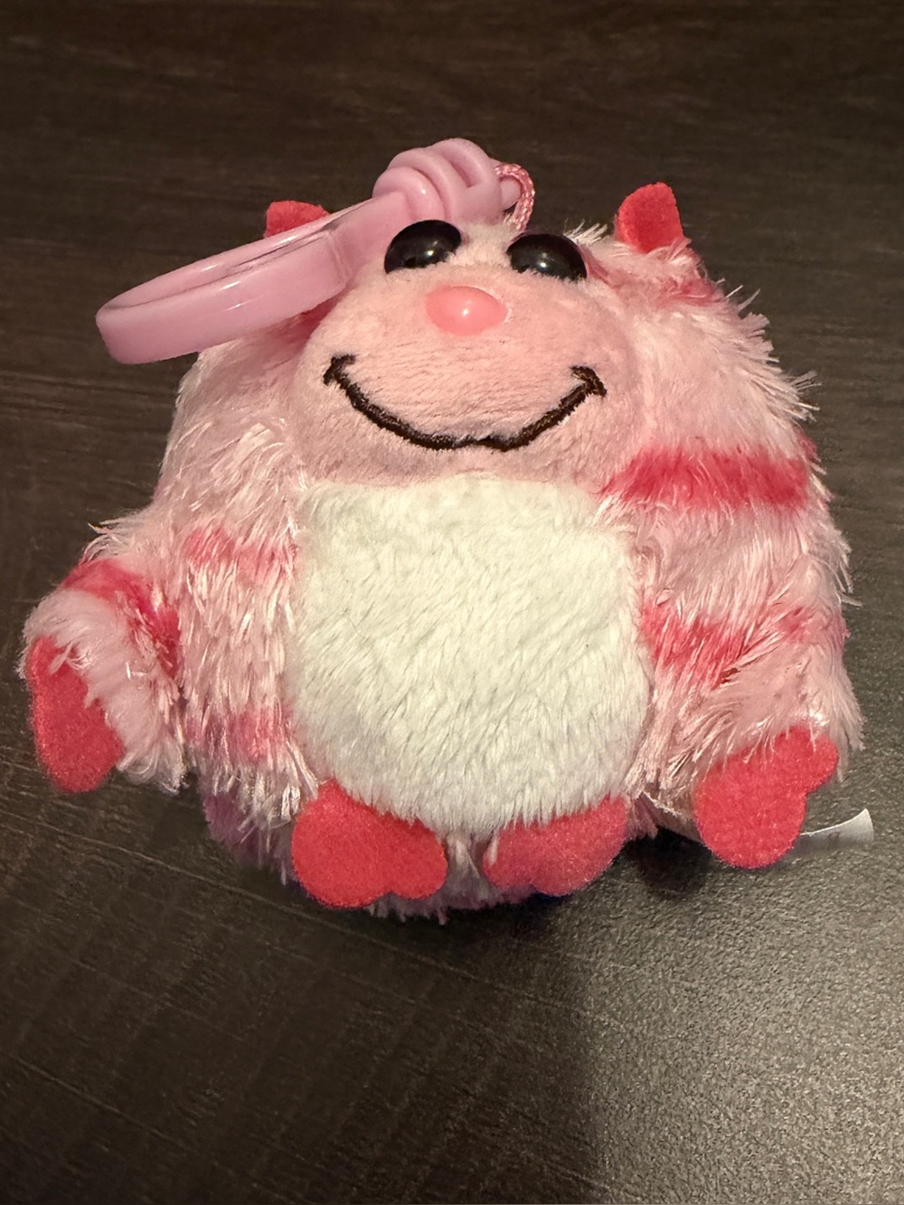 Ty Roxy Plush Backpack Charm - Pink and White Faux Fur